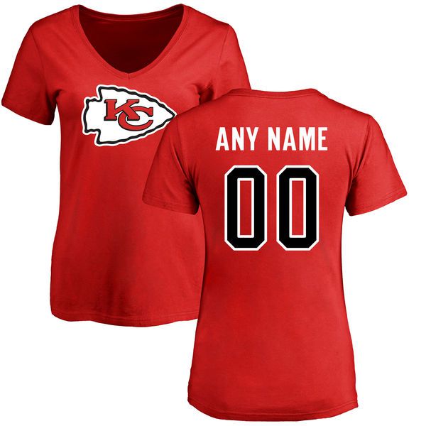 Women Kansas City Chiefs NFL Pro Line Red Any Name and Number Logo Custom Slim Fit T-Shirt